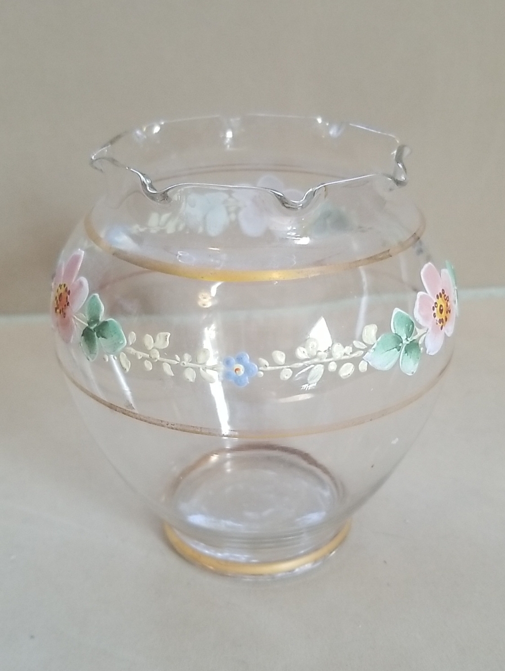 Hand-Painted Vase With Ruffled Neck